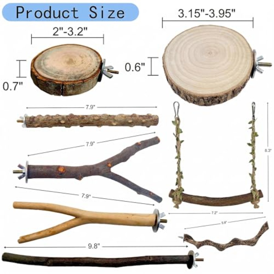 8PCS natural wood bird perches - Health & Wellness U Of T review and price